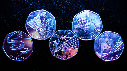 Olympic coins close up