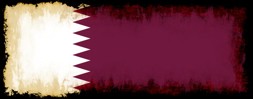 Flag of Qatar in a black frame
