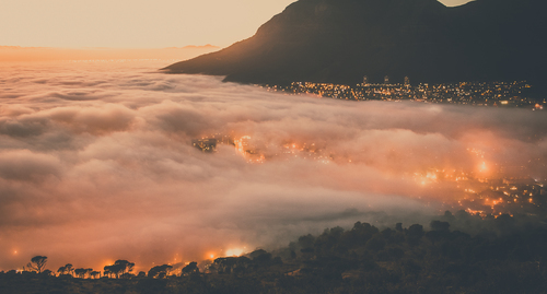 Cape Town in clouds