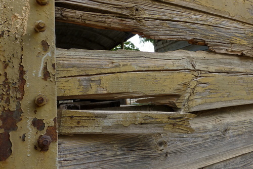 Damaged wooden construction