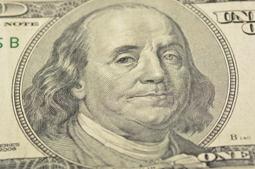 Benjamin Franklin em uma nota de dólar