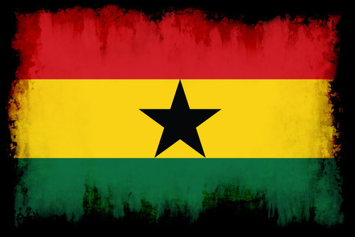 Bandeira de Ghana no frame preto