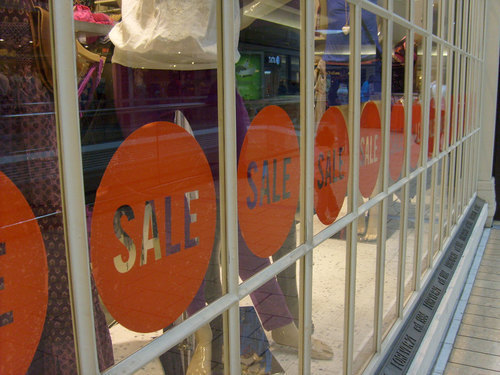 Displayed sale signs