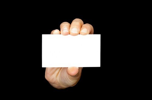 Business card with hand