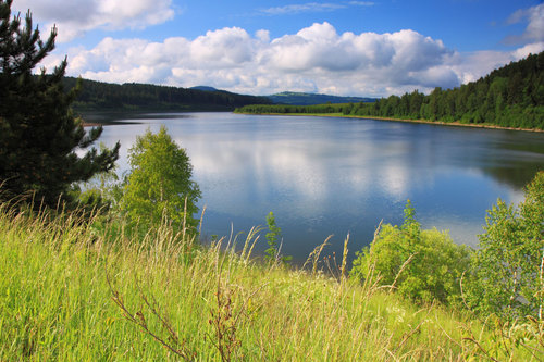 Lake in natural landscape