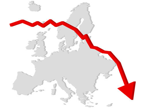 Mapa Evropy s šipkou