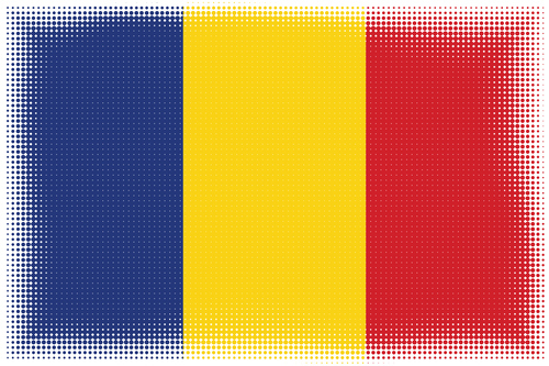 Noktalı resim deseni ile Romanya bayrağı