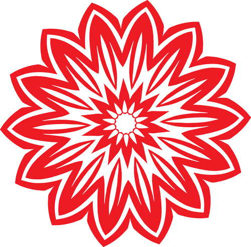 Tribal blomma röd färg