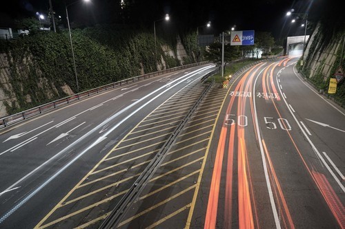 Empty road in Seoul