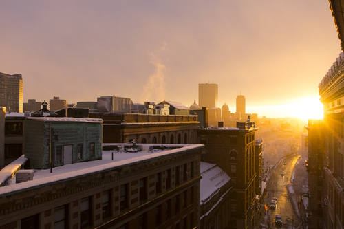Восход солнца в Бостоне