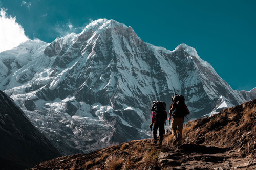 Hiking in mountains