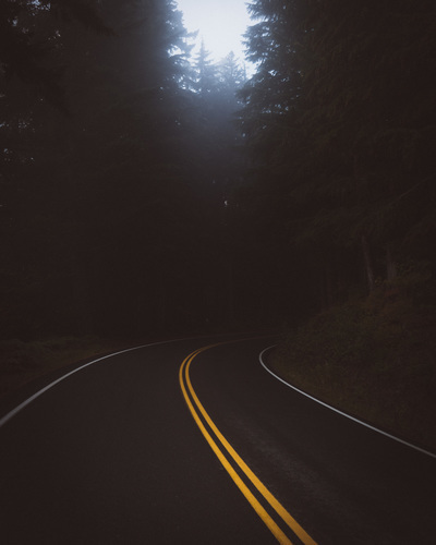 Landweg in de nacht
