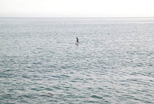 Paddleboarding on the sea