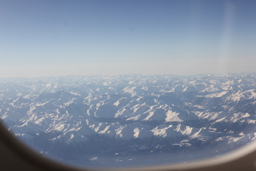 Uitzicht vanuit vliegtuig raam