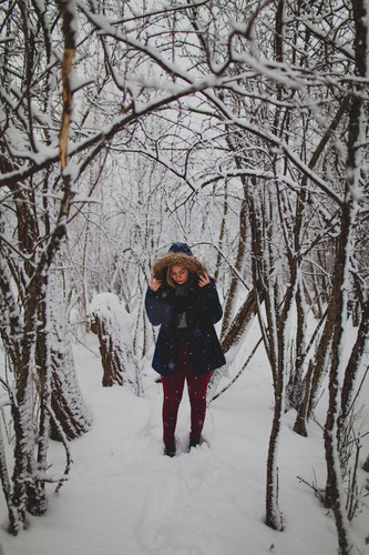 Promenader genom snön