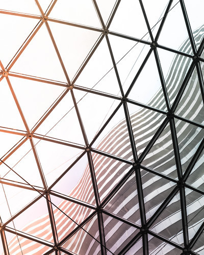 Glass ceiling of the building