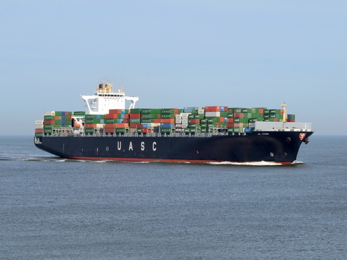 Container ship sailing