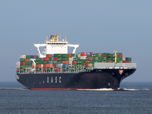 Cargo ship approaching port