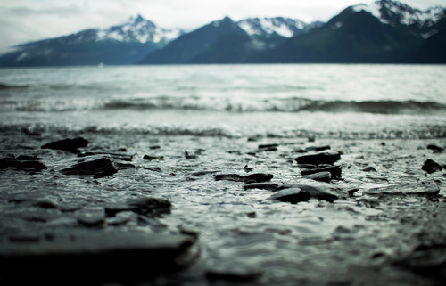 Ondiepe strand in Alaska