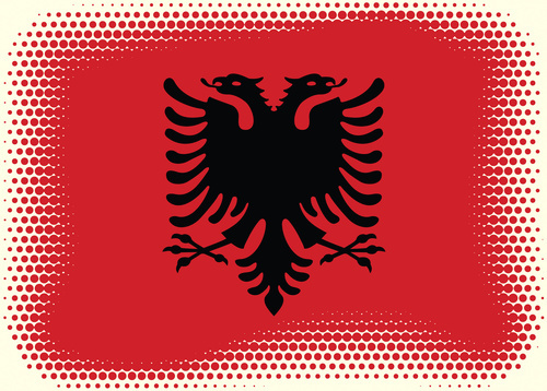 Albanian flag halftone effect