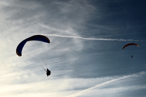 Parachuters skydiving