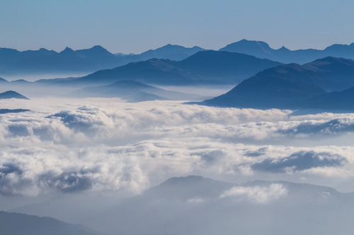 Mountains in fog