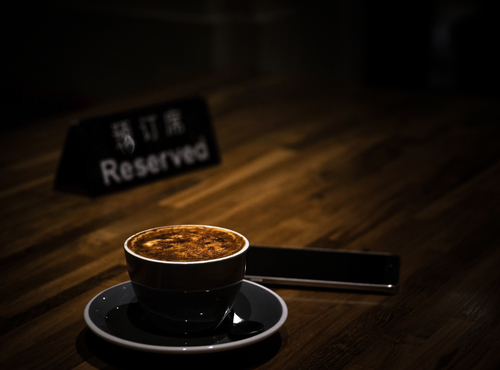 Coffee and reserved sign