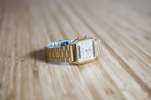 Golden wrist watch
