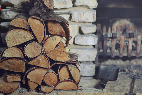 Chopped woods and fireplace