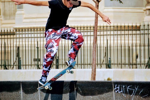 Teenager on skateboard