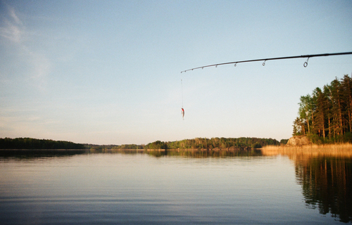 Fishing on a lake