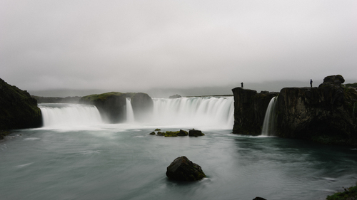 Great waterfalls on a cloudy day