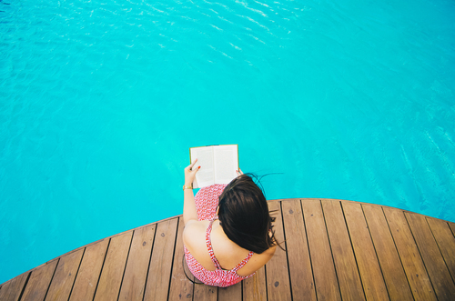 Reading by the pool