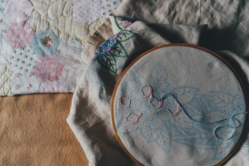 Decorative  embroidery in process