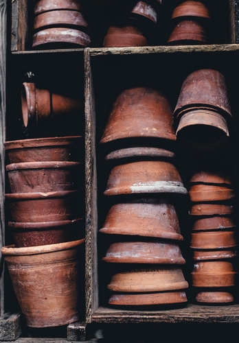 Pots in cupboard
