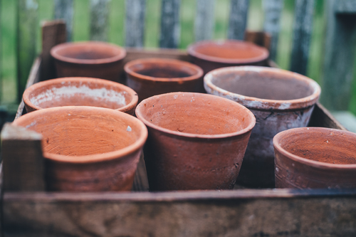 Empty orange pots