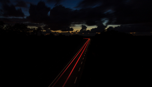 Long road in dark