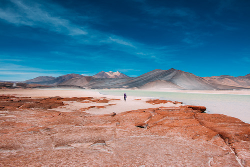 Man in de Atacama woestijn, Chile