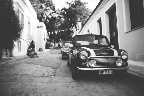 Mini Cooper parked in the street