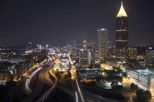 Atlanta plaats (city) in de nacht