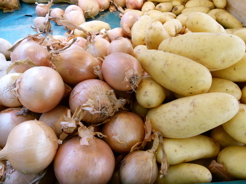 Potatoes and onions