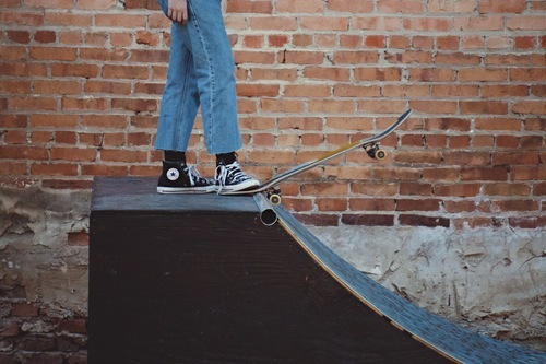 Skateboarder with skate