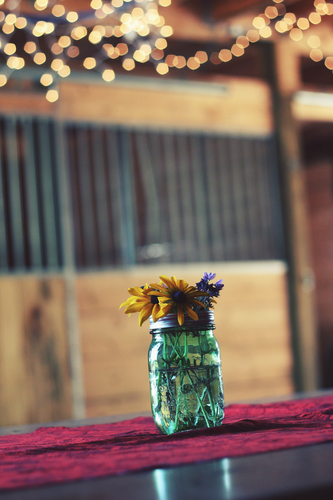 Jar filled with flowers