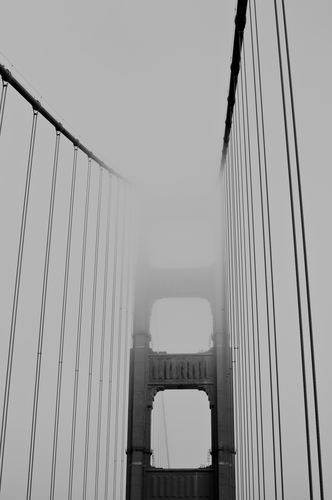 Brooklyn bridge in fog