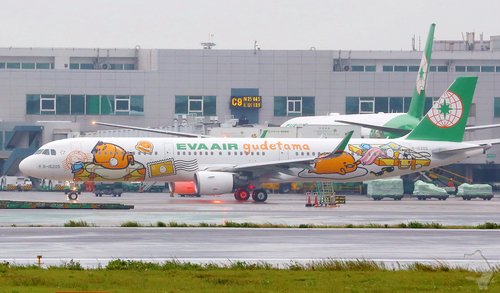 Kleurrijke vliegtuig op de luchthaven geparkeerd