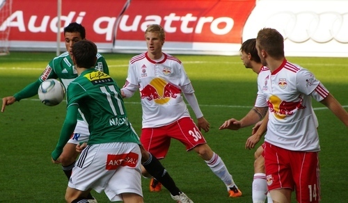 Two austrian football teams on the field