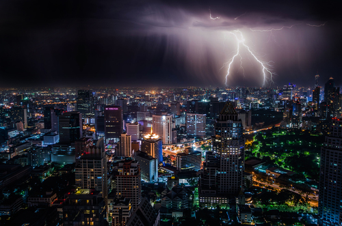 Lightning above Bangkok, Thailand
