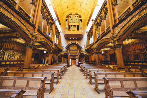 Insidan av Basilique Notre Dame de Montreal, Kanada
