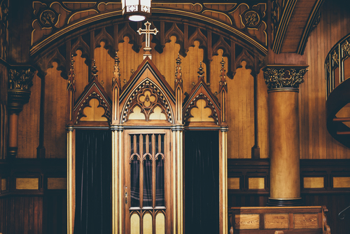 Salle de Conffesion dans la Basilique Notre-Dame de Montréal, Canada