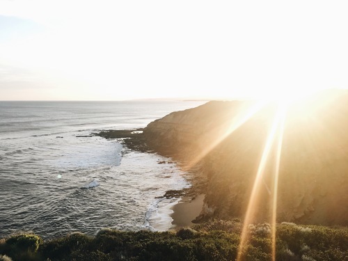 Coucher de soleil à Bells Beach, Australie